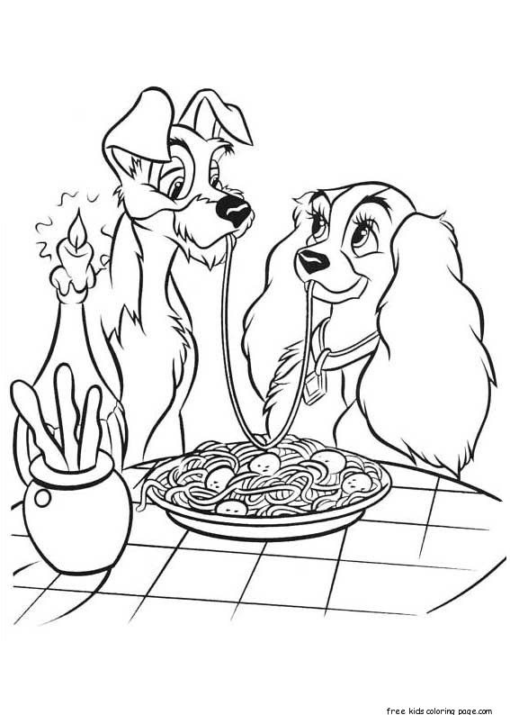 567x794 Lady And The Tramp Spaghetti Coloring Pages For Kids Kid Crafts