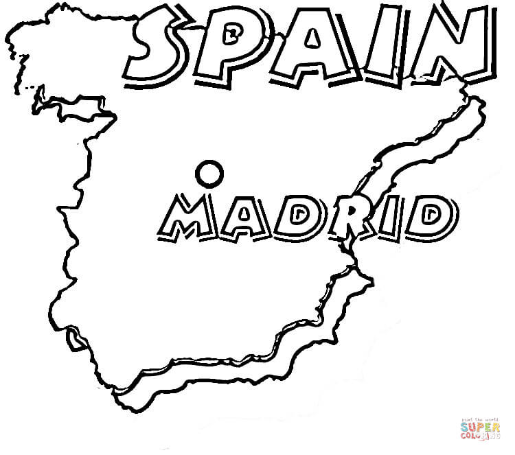 750x663 Map Of Spain. Madrid Is The Capital Of Spain. Super Coloring