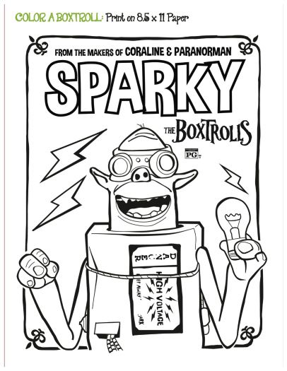 The Boxtrolls Free Printable Sparky Coloring Page Printable 406x525 The Boxtrolls Free Printable Sparky Coloring Page Printable