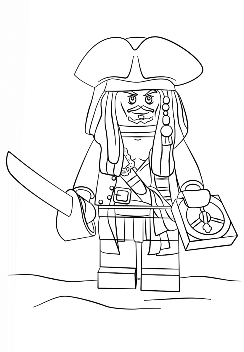 824x1186 Lego Pirate Captain Jack Sparrow Coloring Page