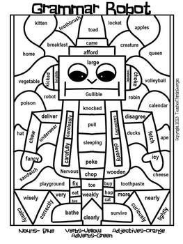 263x350 Parts Of Speech Grammar Coloring Worksheets Work