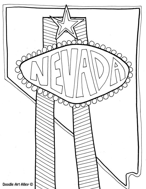 618x799 Nevada Coloring Page By Doodle Art Alley Usa Coloring Pages