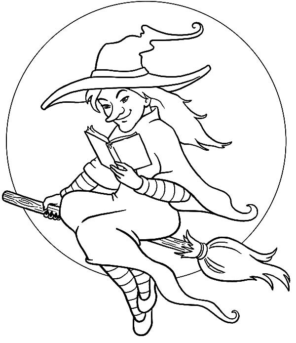 600x694 Witch Reading Spelling Book Coloring Pages Best Place To Color