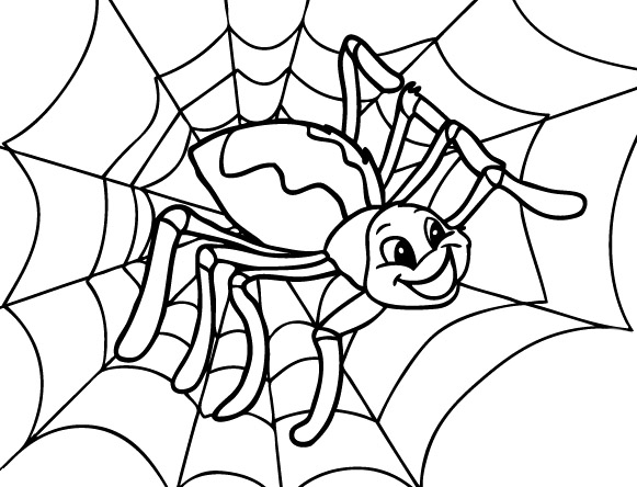 581x444 Cute Spider Coloring Page