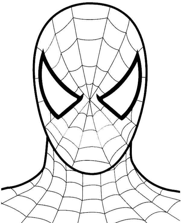 600x740 Spiderman's Mask Free Coloring Page To Print Or Download For Free