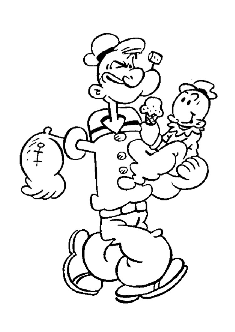 749x1060 Popeye The Sailor Eating Spinach Coloring Pages