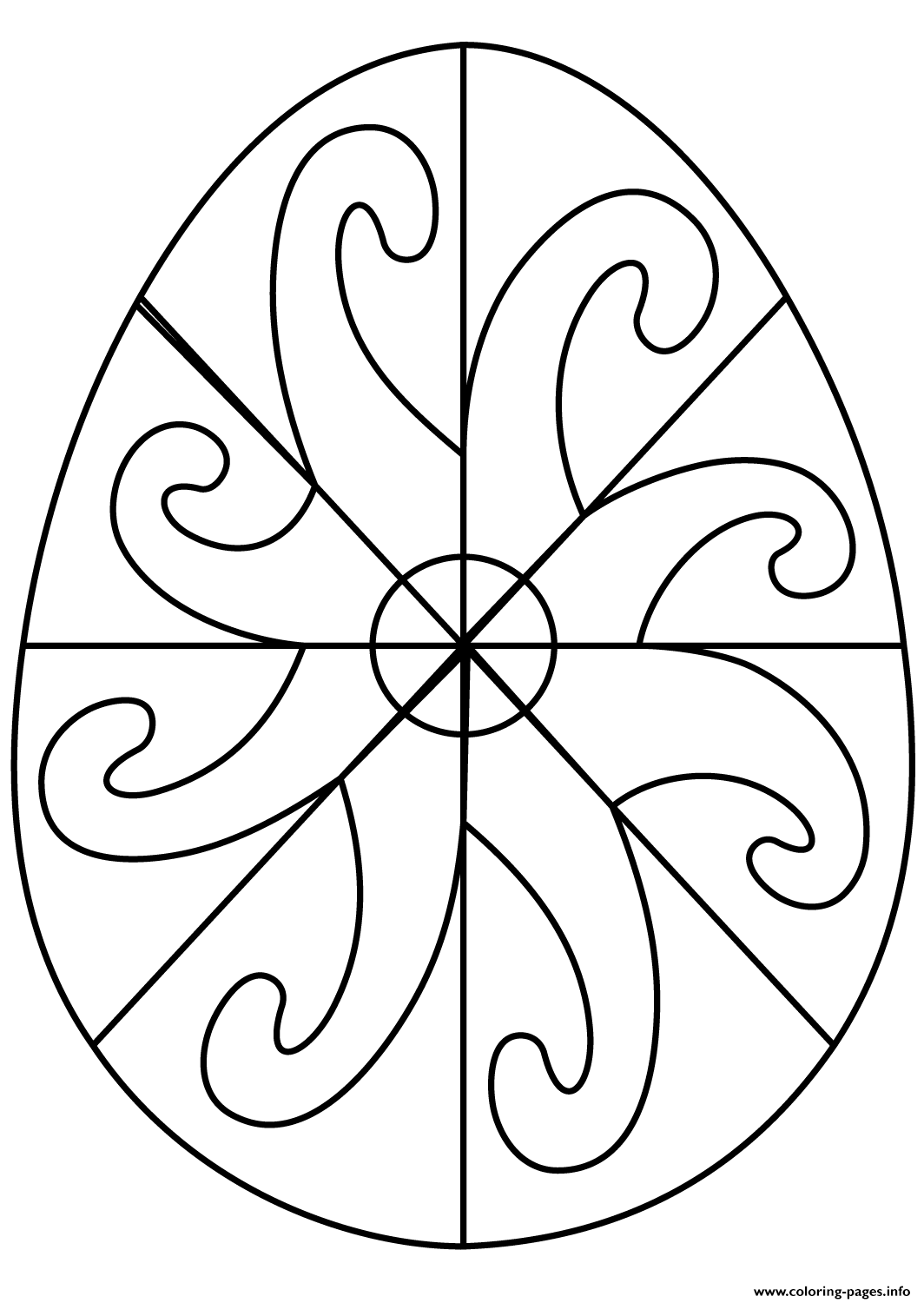 1064x1500 Easter Egg With Spiral Pattern Coloring Pages Printable