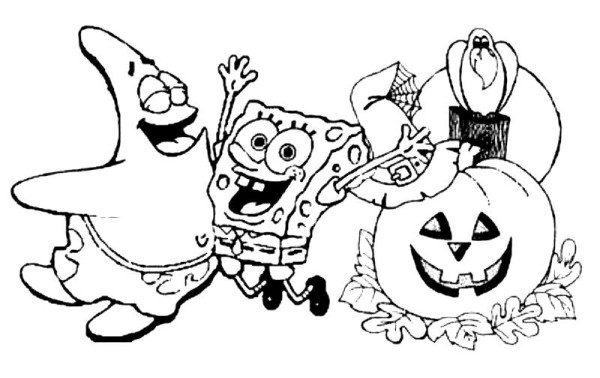 Spongebob Coloring Pages Halloween Spongebob Halloween Coloring 600x378 Spongebob Coloring Pages Halloween Spongebob Halloween Coloring