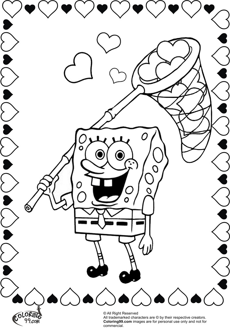 Spongebob Catching Valentine Heart Coloring Pages Throughout 800x1150 Spongebob Catching Valentine Heart Coloring Pages Throughout