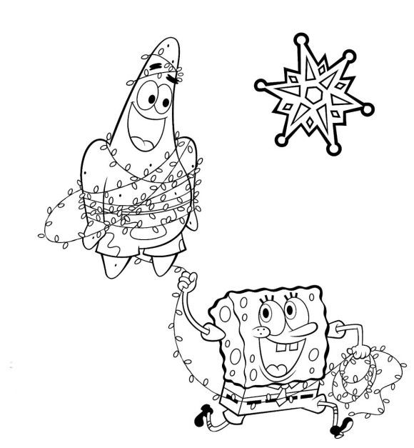 Spongebob And Patrick Christmas Coloring Pages