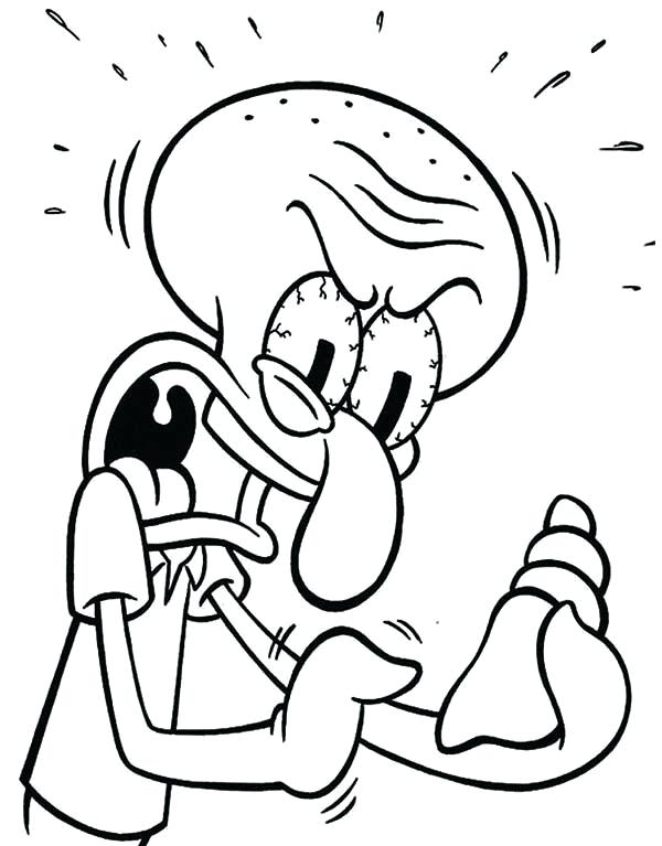 600x767 Squidward Coloring Pages Mad To Shell Coloring Page Spongebob