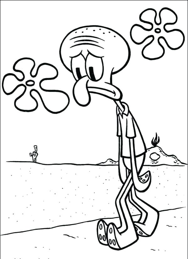 600x823 Squidward Coloring Pages Sad Coloring Page Squidward Coloring