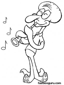 254x338 Printable Cartoon Spongebob Squidward Coloring Pages