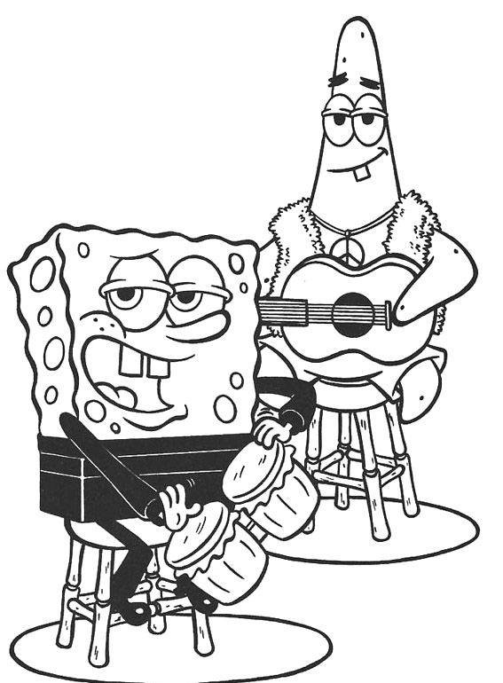 Spongebob And Patrick Playing Musical Instrument Coloring Page 567x770 Spongebob And Patrick Playing Musical Instrument Coloring Page