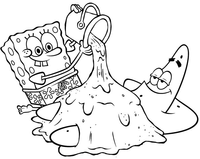 Spongebob And Patrick Playing With Sand Coloring Page 698x555 Spongebob And Patrick Playing With Sand Coloring Page