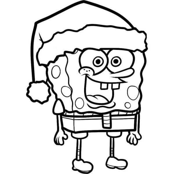 Spongebob Squarepants Christmas Santa Coloring Page 600x600 Spongebob Squarepants Christmas Santa Coloring Page