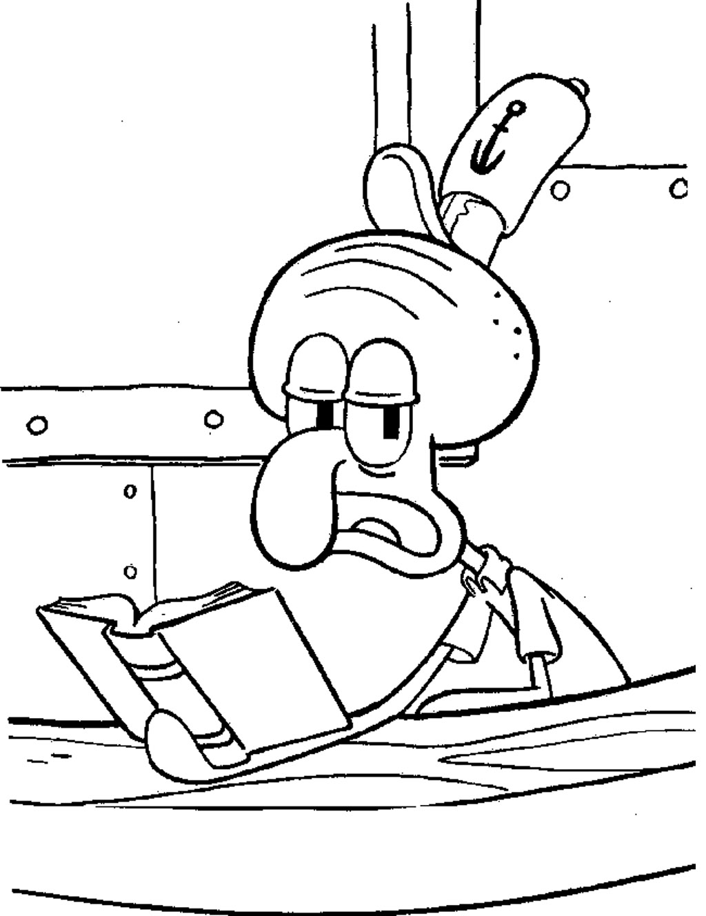 Squidward Reading Book Coloring Page 1024x1328 Squidward Reading Book Coloring Page