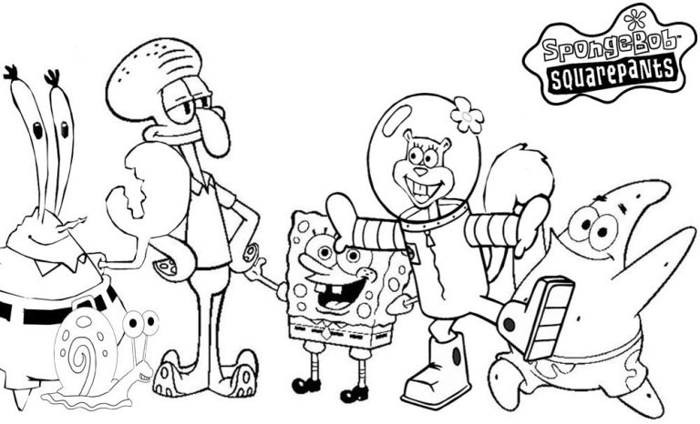 Spongebob Characters Coloring Pages Spongebob All Characters 768x466 Spongebob Characters Coloring Pages Spongebob All Characters