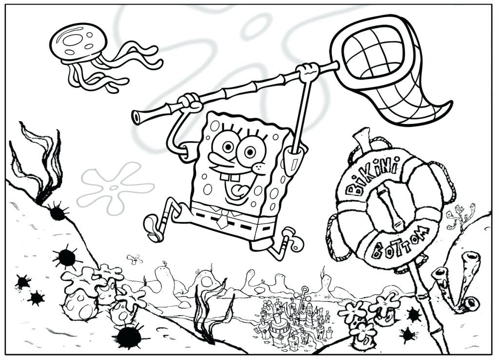 1024x738 Gangster Spongebob Coloring Pages Black And White Coloring Page