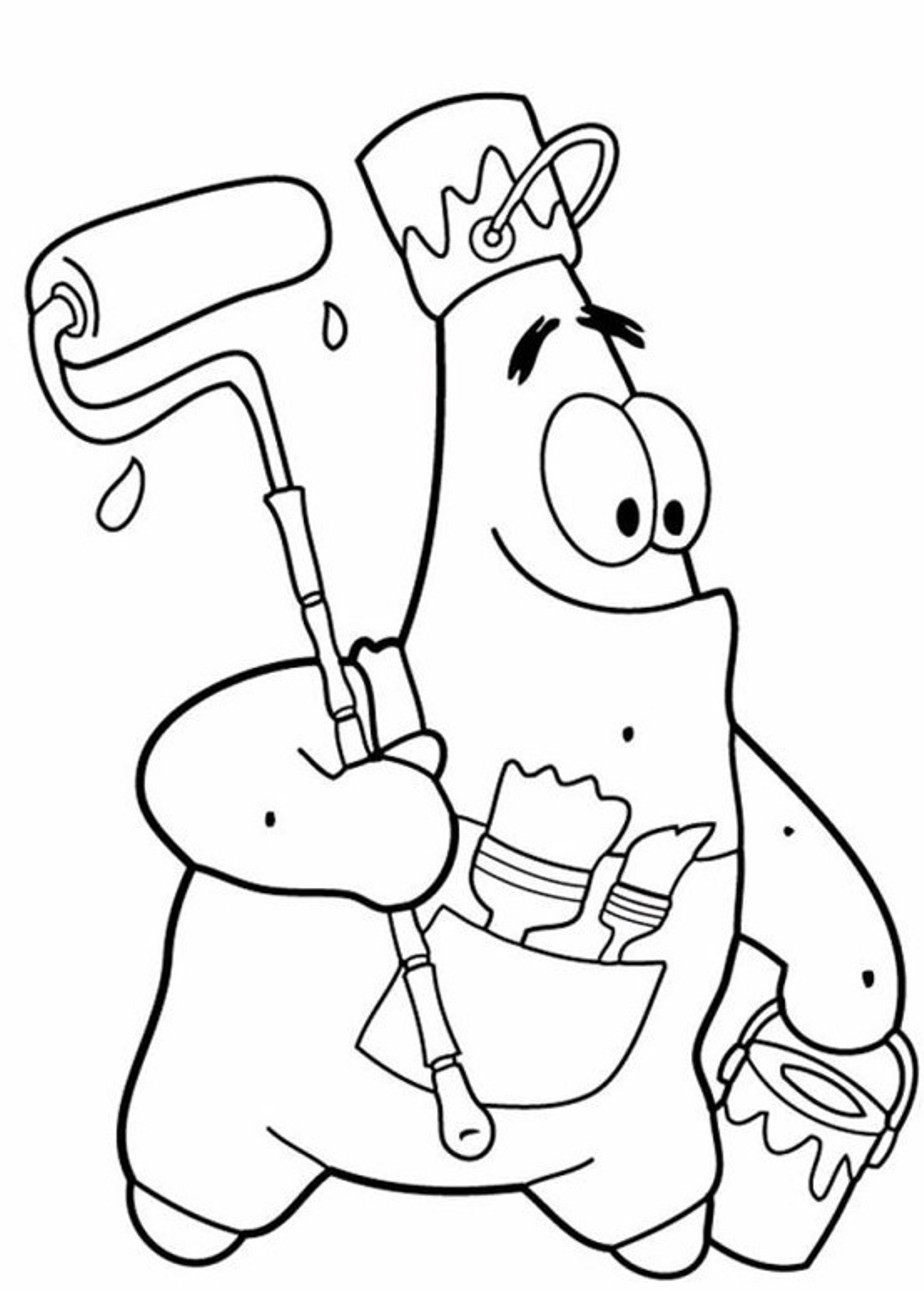 924x1291 Coloring Pages Spongebob Patrick Star Painting Cartoon