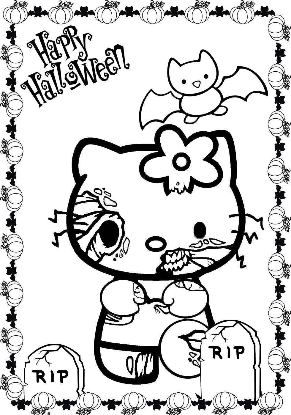Astonishing Scary Halloween Hello Kitty Coloring Pages Cartoon 980x1396 Astonishing Scary Halloween Hello Kitty Coloring Pages Cartoon