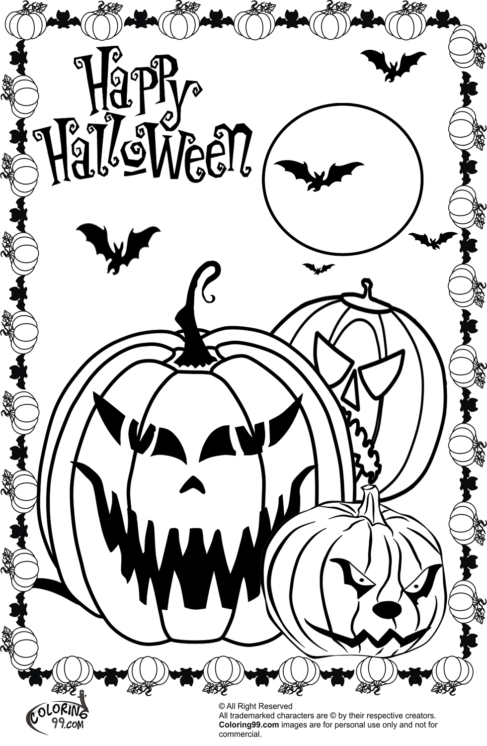 Spooky Halloween Coloring Pages Printable 980x1500 Spooky Halloween Coloring Pages Printable