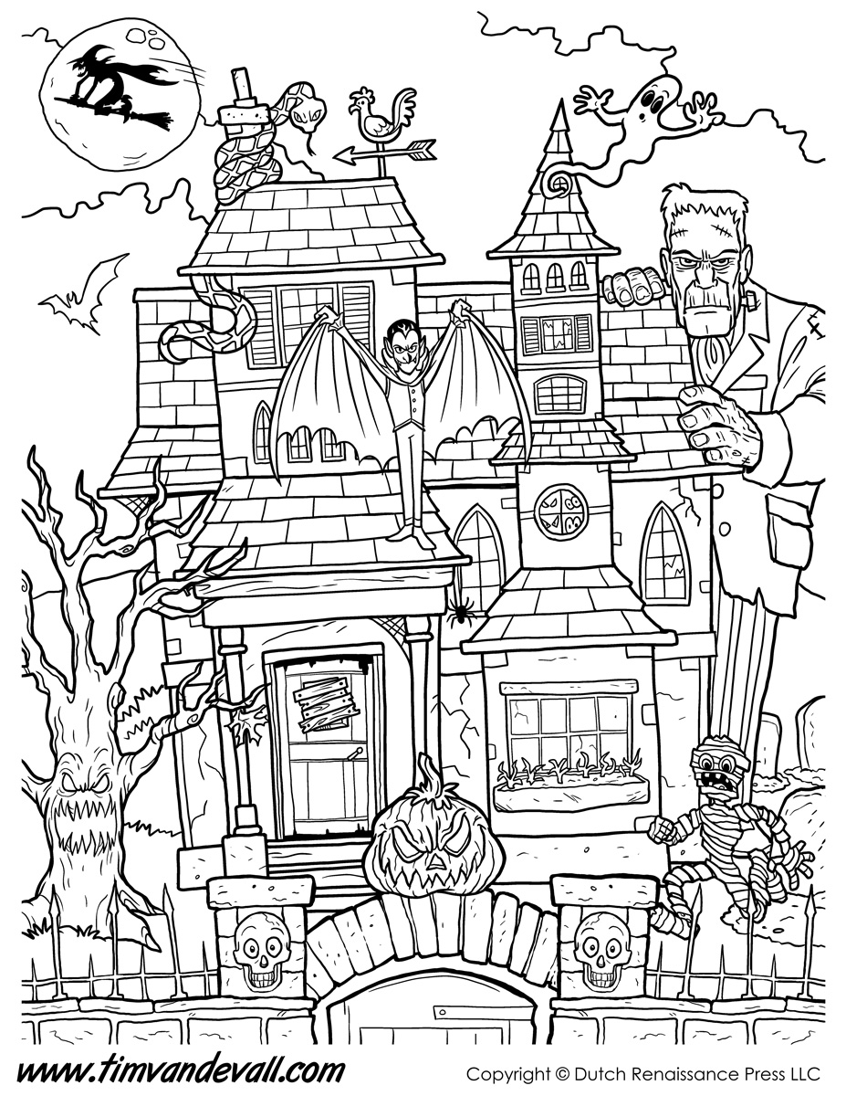 Haunted House Coloring Pages 10 927x1200 Haunted House Coloring Pages 10
