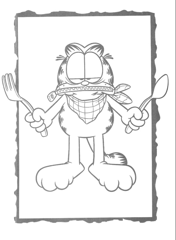 598x817 Fork And Spoon Set Up Garfield Coloring Page Garfield