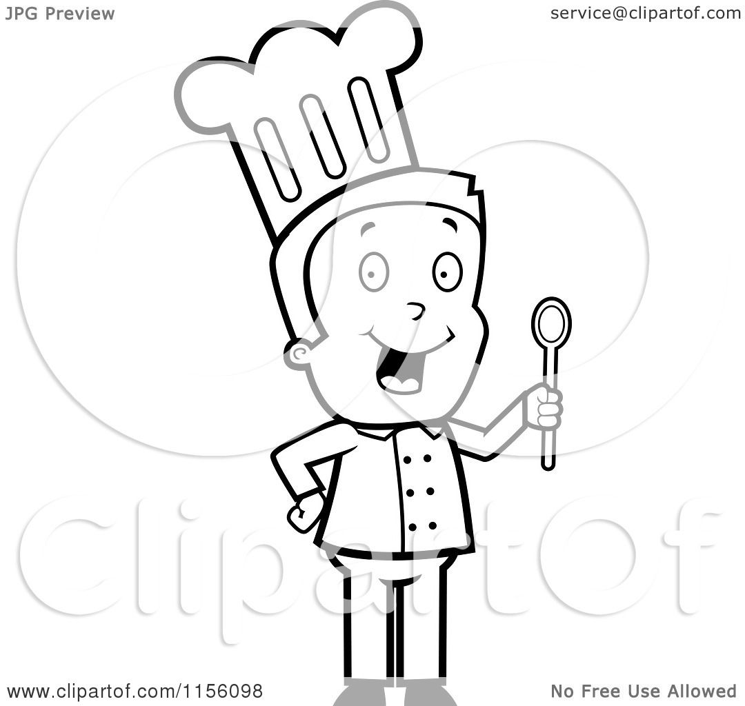 1080x1024 Cartoon Clipart Of A Black And White Toon Guy Chef Character