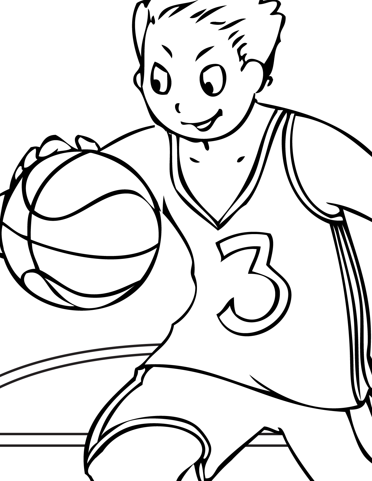 1275x1650 Basketball Player Free Coloring Page Kids, Sports Coloring Pages