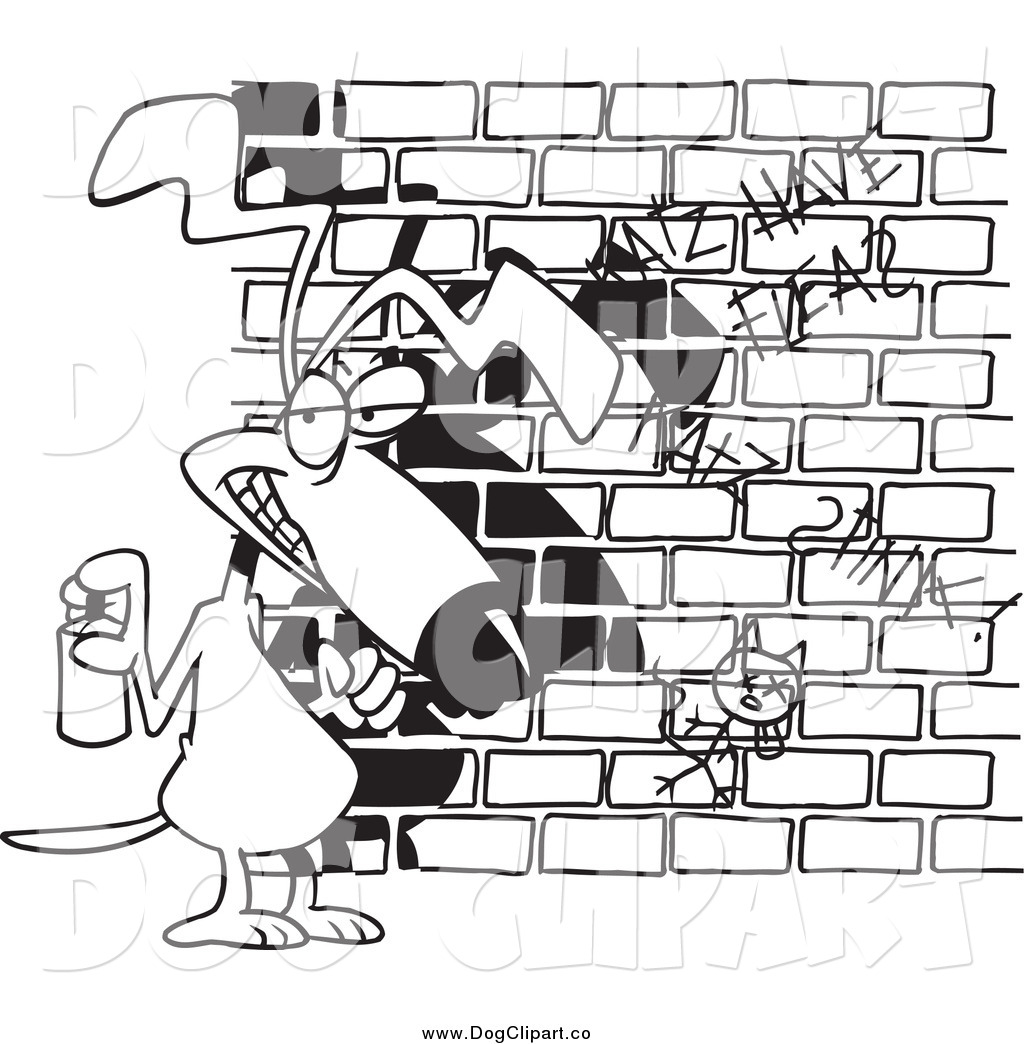 1024x1044 Cartoon Clip Art Of A Black And White Dog Spray Painting Graffiti