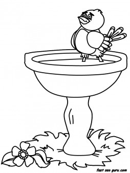 Printable Birds Baby Birdbath Animals Coloring Pages 254x338 Printable Birds Baby Birdbath Animals Coloring Pages