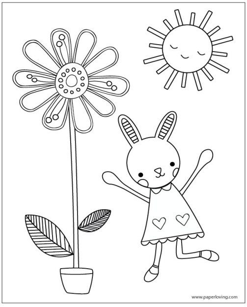 Spring Bunny Coloring Pages