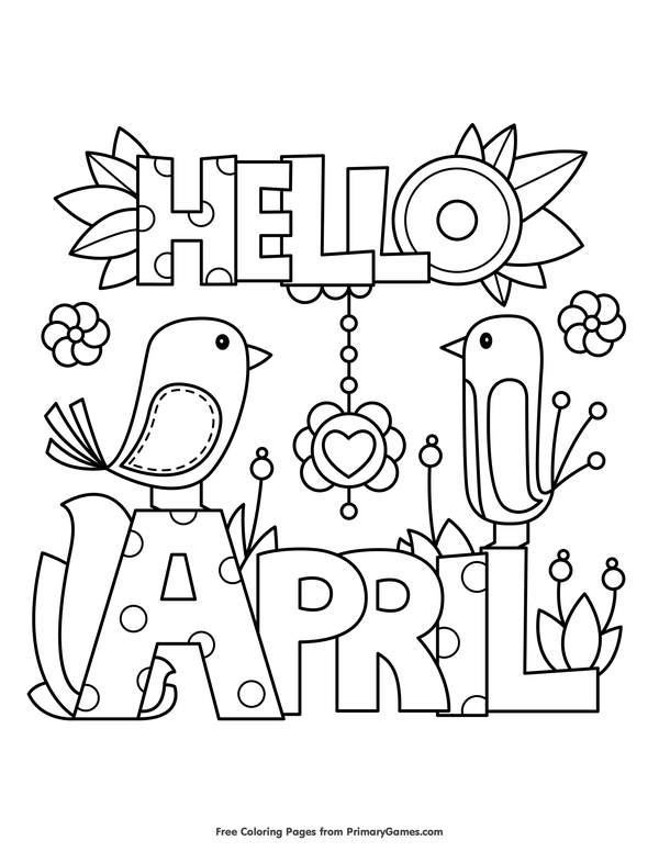 600x776 Spring Coloring Pages Ebook Hello April Verbos En