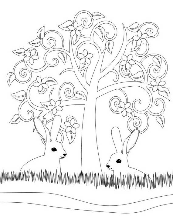 Unique Spring Amp Easter Holiday Adult Coloring Pages Designs 570x713 Unique Spring Amp Easter Holiday Adult Coloring Pages Designs