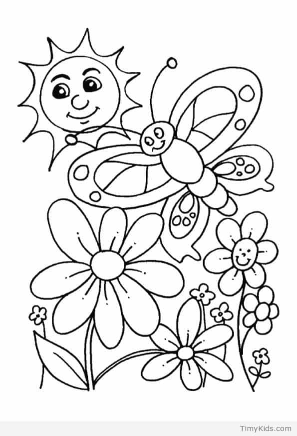 Spring Coloring Pages Timykids 595x872 Spring Coloring Pages Timykids