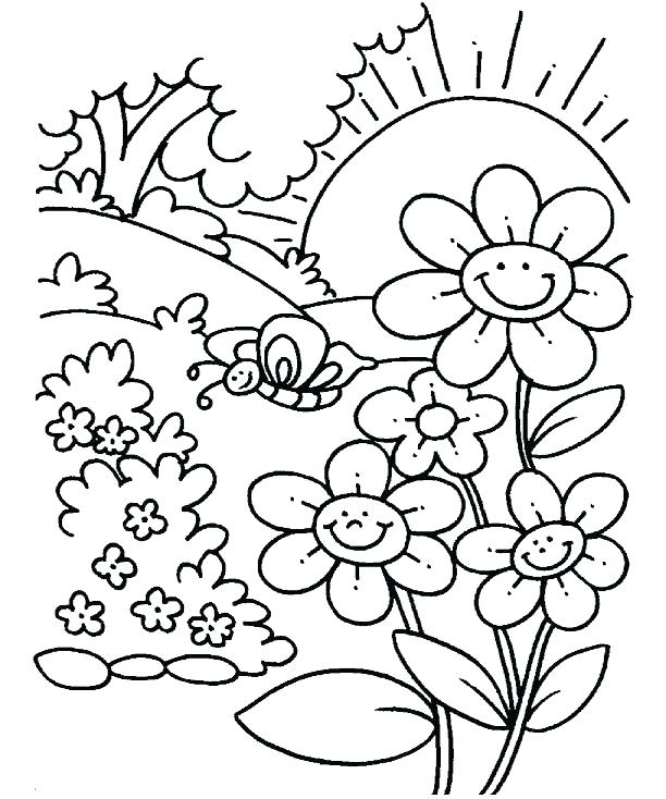 Spring Flowers Coloring Pages Icontent 612x734 Spring Flowers Coloring Pages Icontent