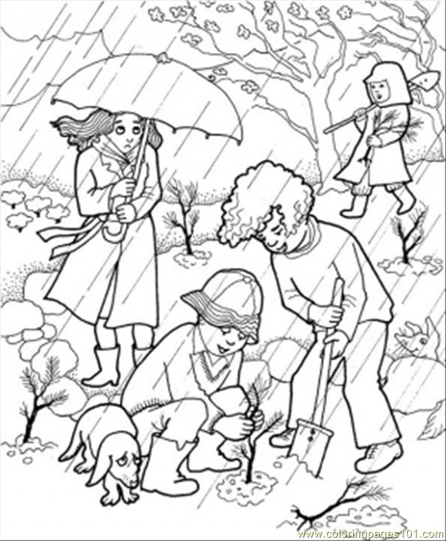 Rain In The Garden Coloring Page 650x789 Rain In The Garden Coloring Page