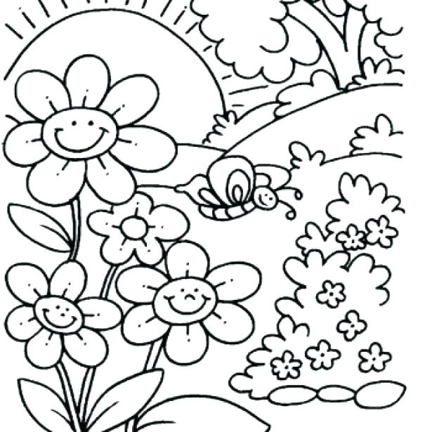 615x615 Spring Coloring Images Kids Spring Coloring Pages Medium Size