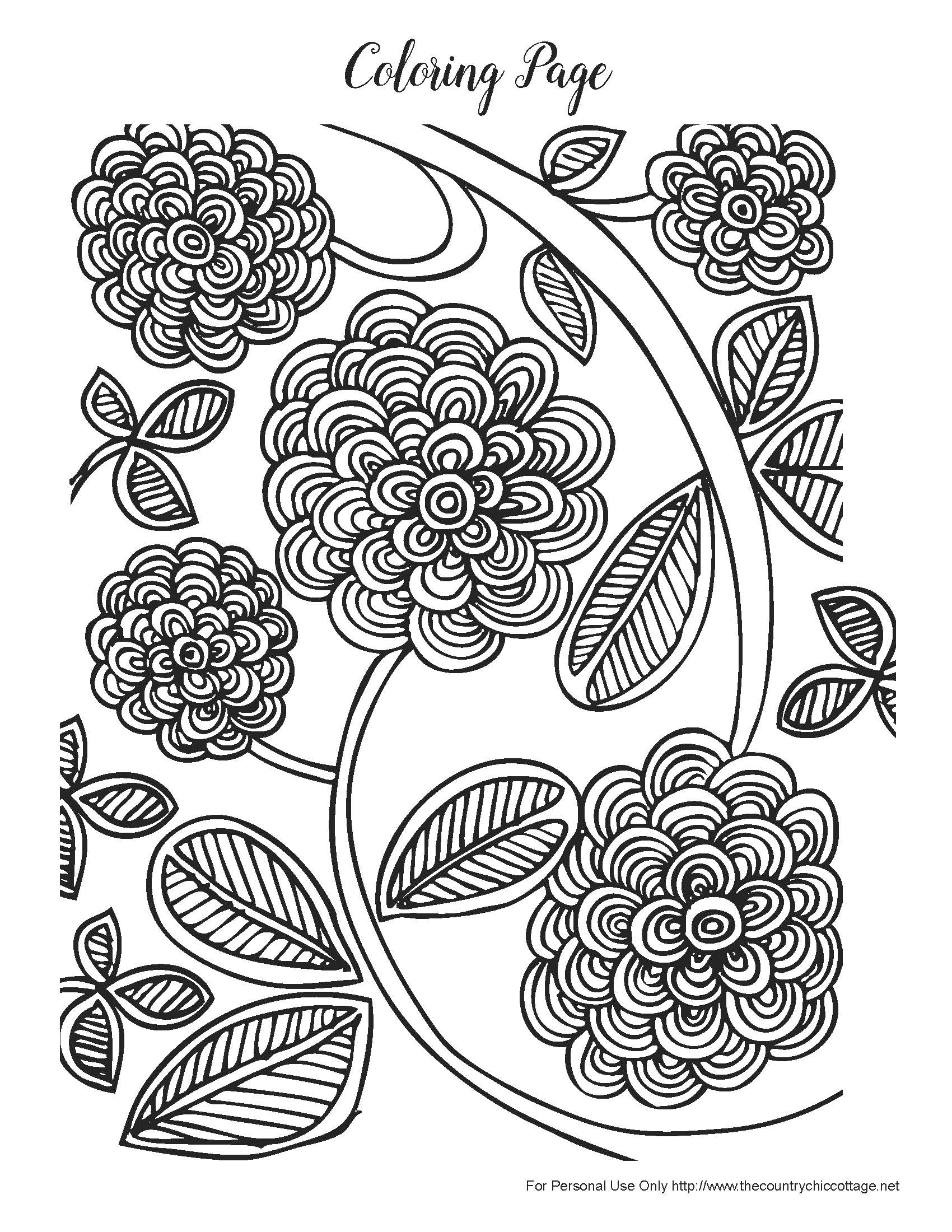 1700x2200 Spring Coloring Page 3 Color Pages For Adults