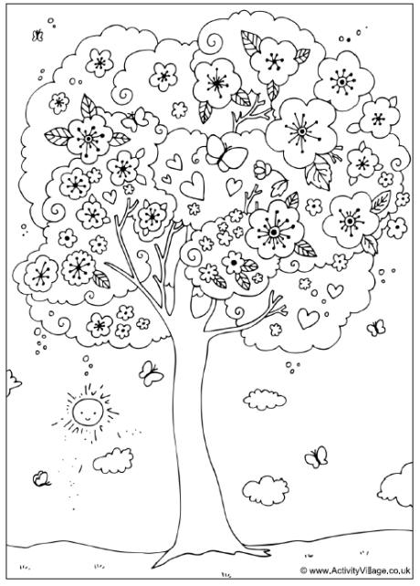 460x642 Such A Happy Tree! Blossom Tree Colouring Page Httpwww