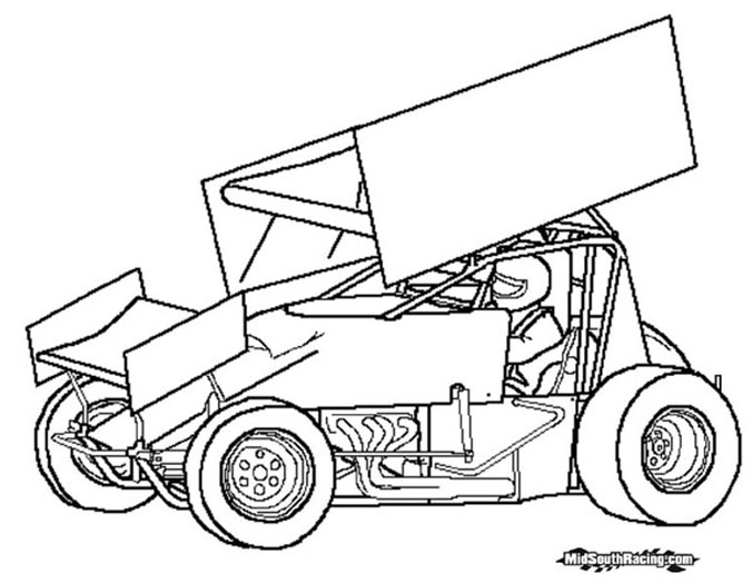 676x524 Dirt Race Car Coloring Pages Sprint Car Drawing Sprint Car Sprint