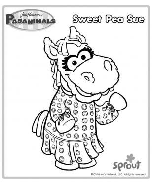 Sweet Pea Sue Pajanimals Coloring Pages Pbs Kids Sprout 308x373 Sweet Pea Sue Pajanimals Coloring Pages Pbs Kids Sprout