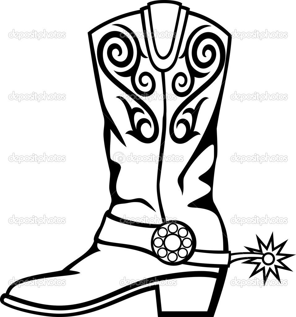 956x1023 Cowboy Boot Coloring Page Pics For Boots With Spurs Clipart
