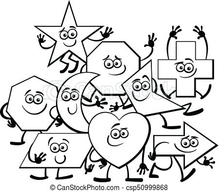 Shape Coloring Page Cartoon Geometric Shapes Coloring Page Vector 450x394 Shape Coloring Page Cartoon Geometric Shapes Coloring Page Vector