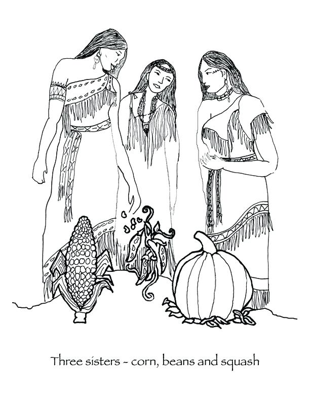 612x792 Lovely Indian Corn Coloring Page Or Three Sisters Corn Beans
