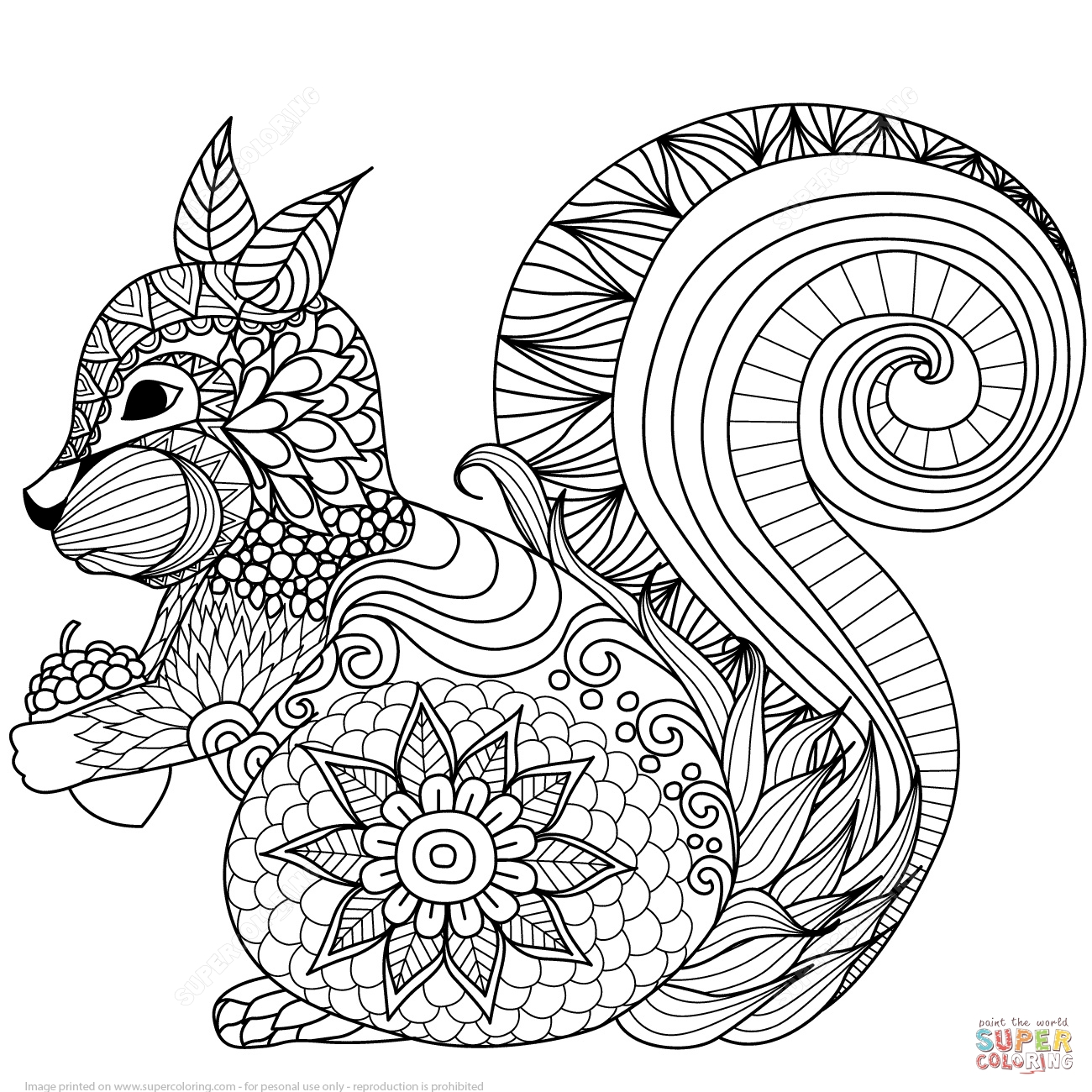 1300x1300 Best Of Lovely Squirrel Zentangle Coloring Page Free Coloring