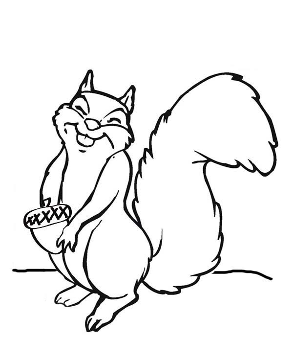 Big Smile Squirrel Coloring Page 600x738 Big Smile Squirrel Coloring Page