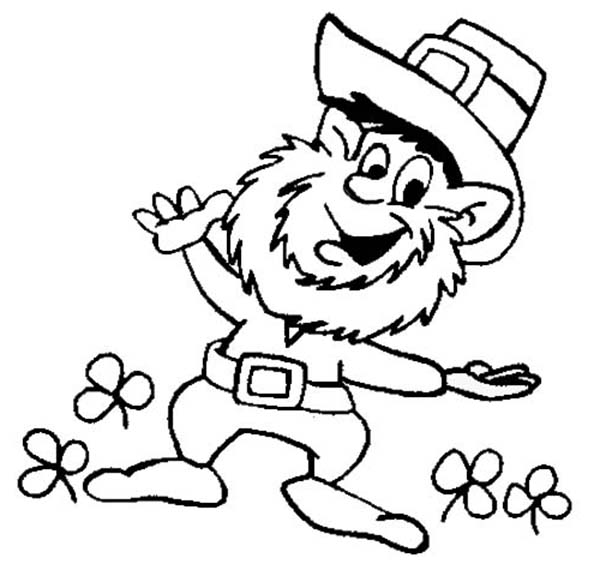 600x564 This Leprechaun Doing St Patricks Day Dance Coloring Page Color Luna