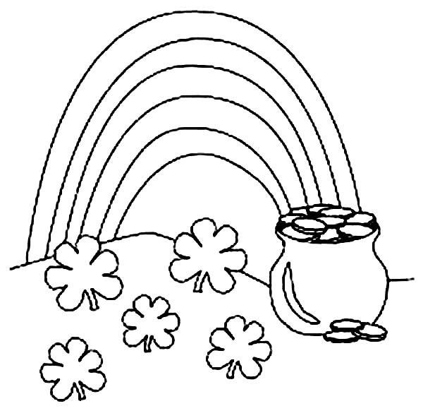Pot Of Gold On St Patricks Day Coloring Page 600x592 Pot Of Gold On St Patricks Day Coloring Page